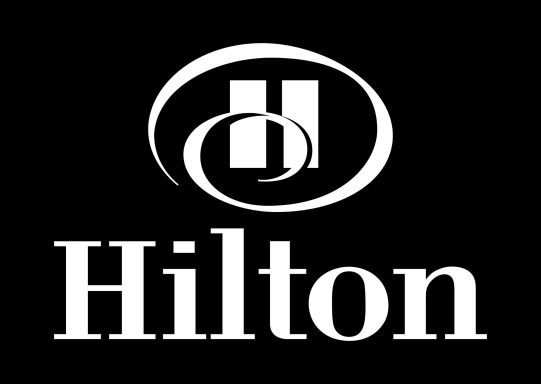 Hilton logo featuring a stylised "H" in a circular design on a black background.
